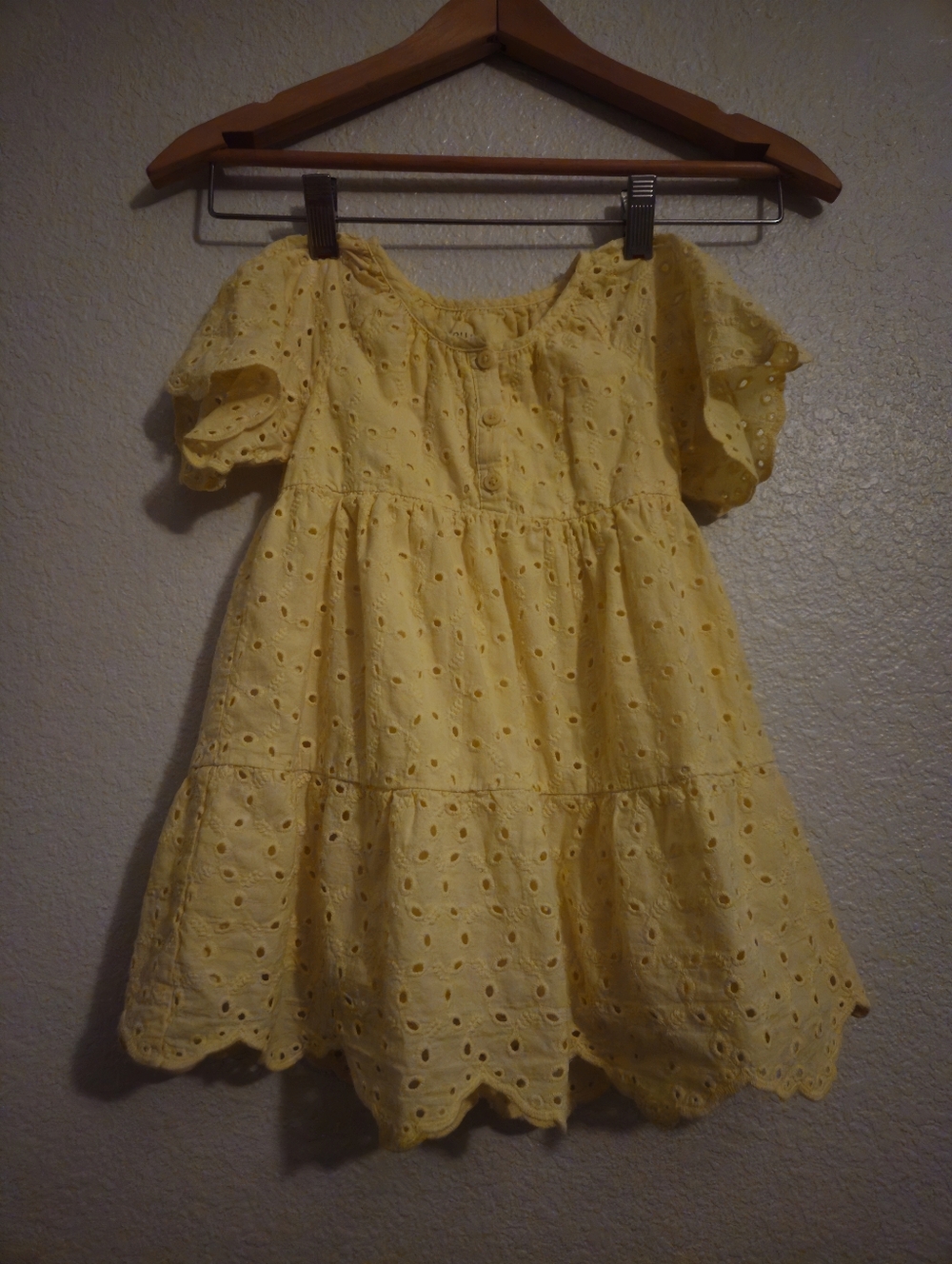Falls Creek Yellow Eyelet Cotton Dress, 3t